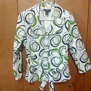 Sandro White with Abstract Design Women's Short Blazer (M)